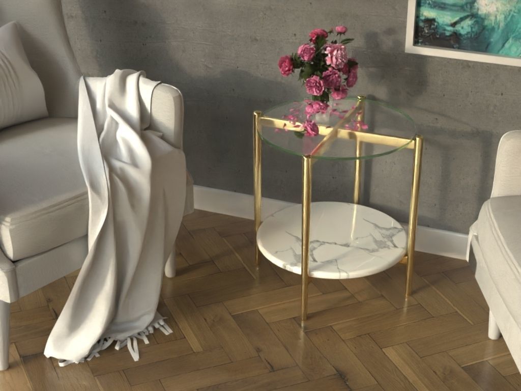 Coffee Table gold marble wood - Mid-Century Coffee Tables 3D Model Collection_19