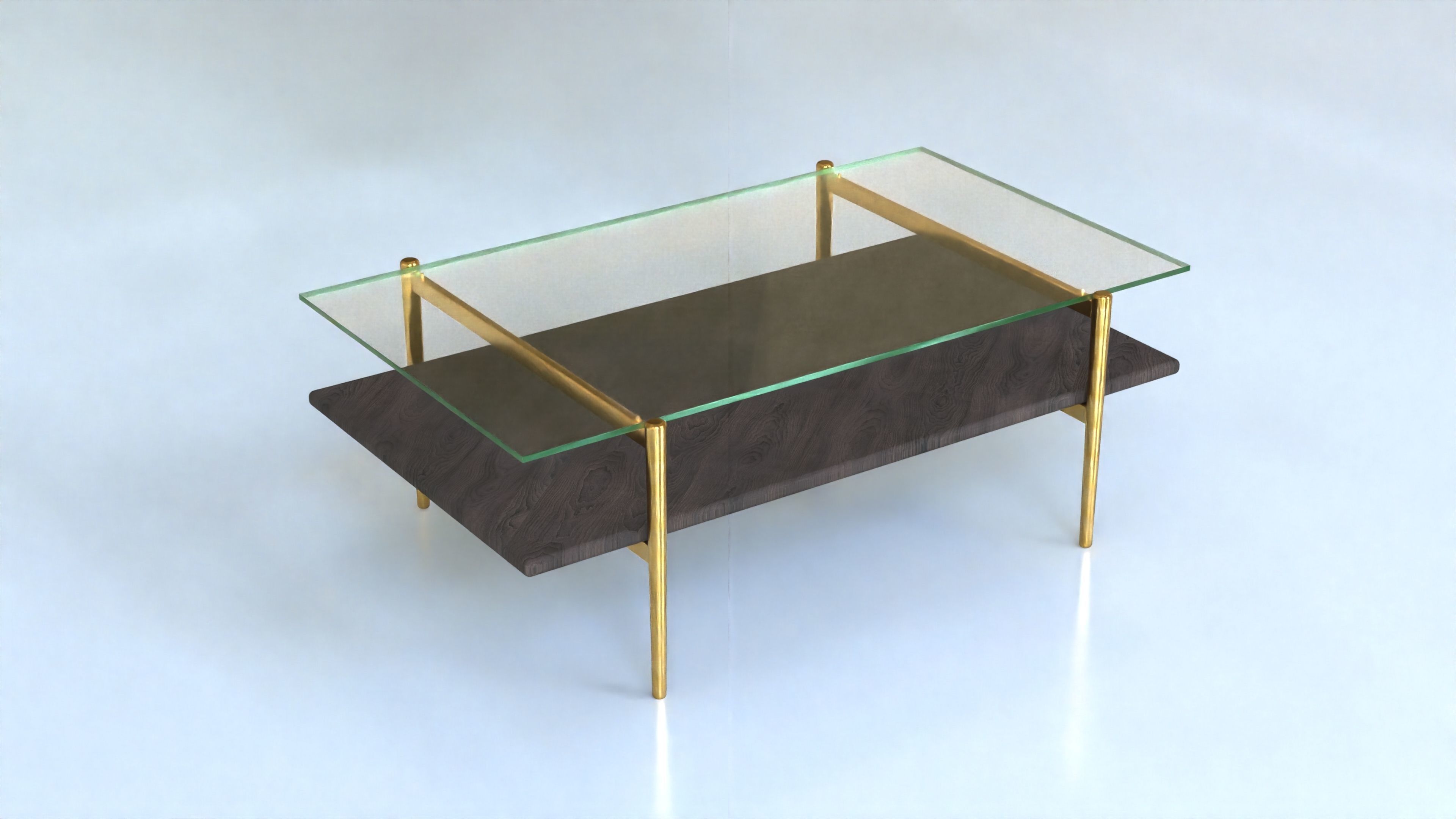 Coffee Table gold marble wood - Mid-Century Coffee Tables 3D Model Collection_7