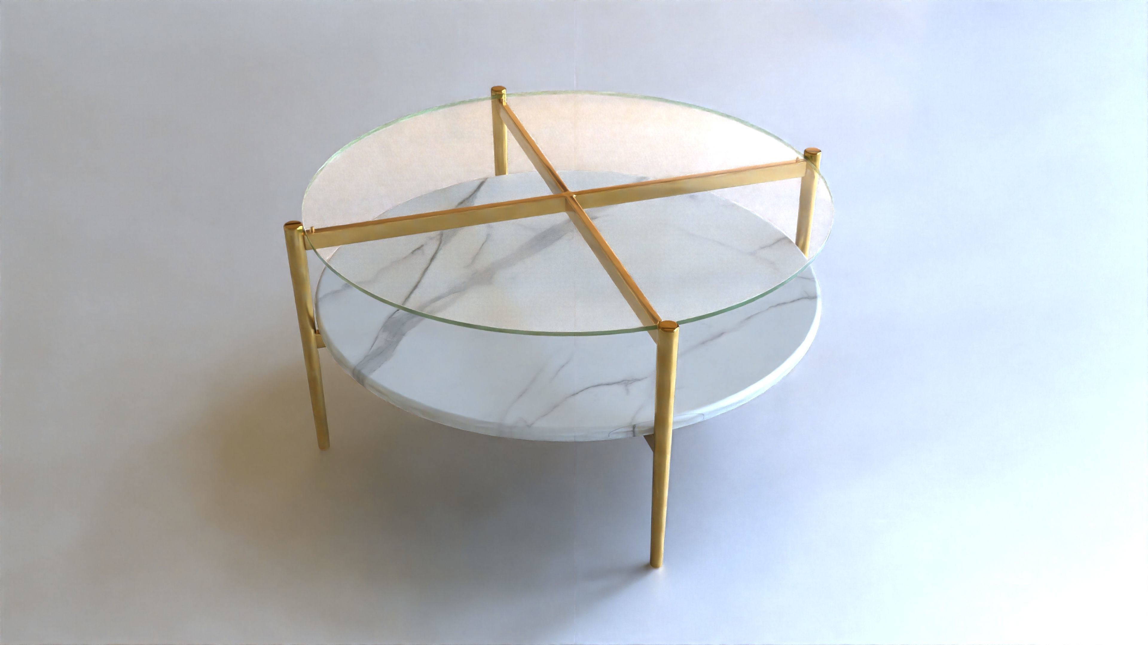 Coffee Table gold marble wood - Mid-Century Coffee Tables 3D Model Collection_2