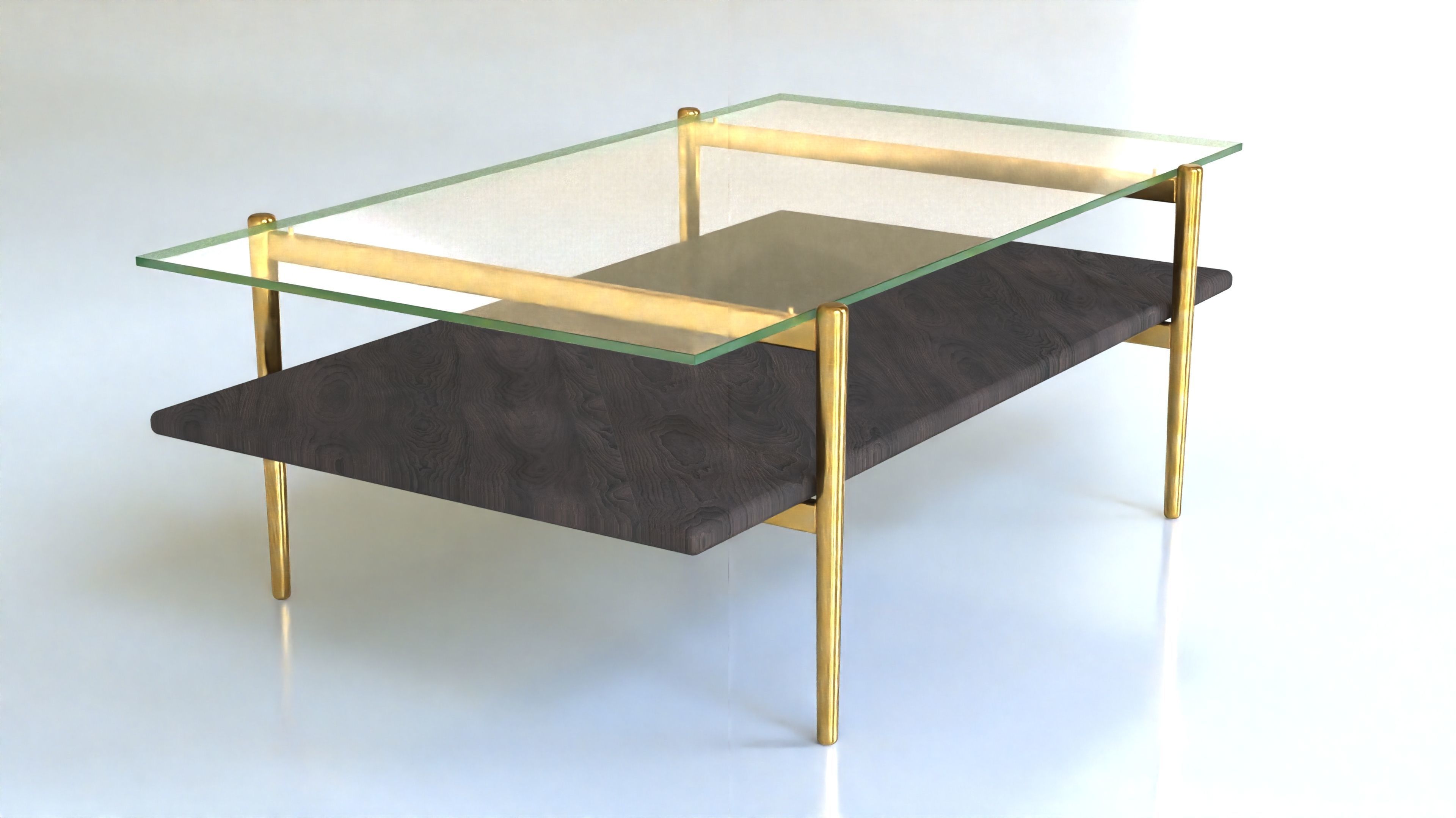 Coffee Table gold marble wood - Mid-Century Coffee Tables 3D Model Collection_3