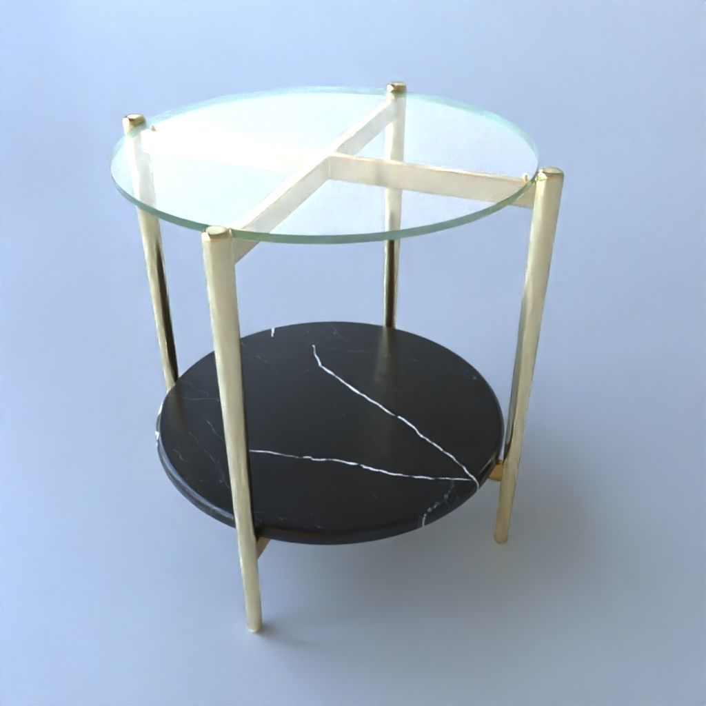 Coffee Table gold marble wood - Mid-Century Coffee Tables 3D Model Collection_17