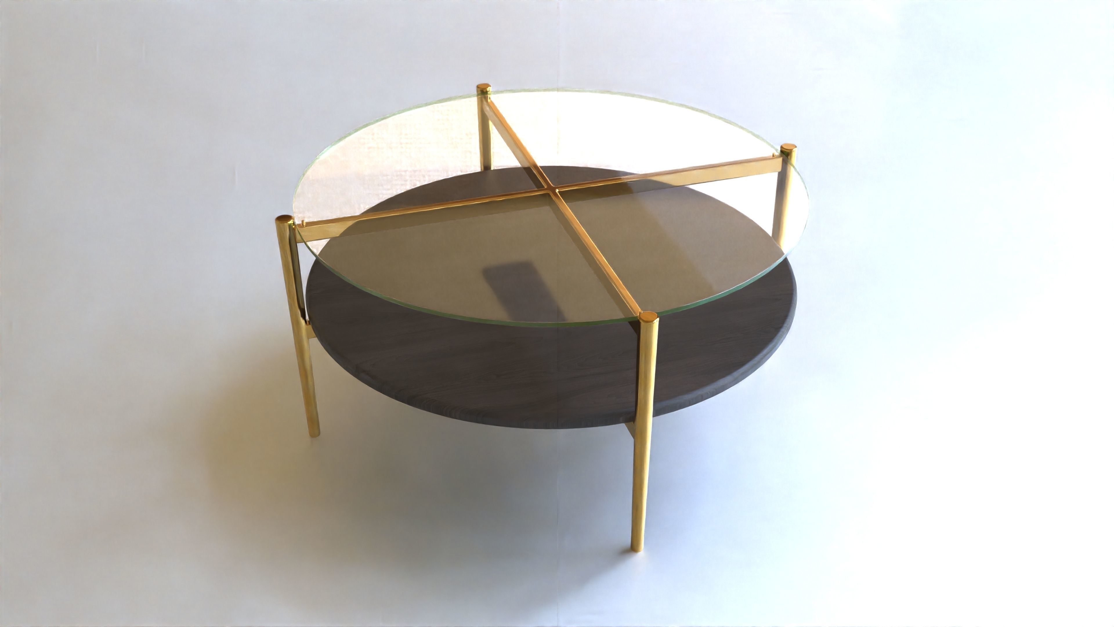 Coffee Table gold marble wood - Mid-Century Coffee Tables 3D Model Collection_11