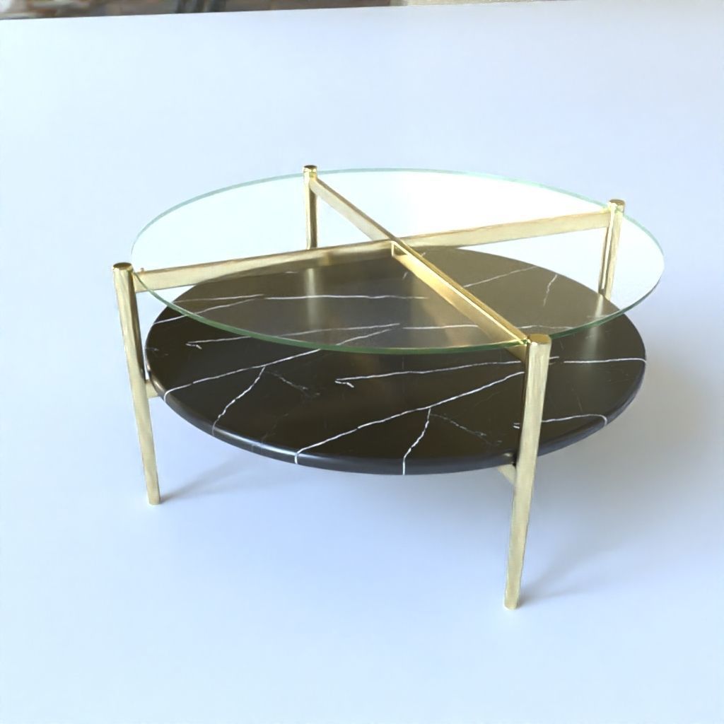 Coffee Table gold marble wood - Mid-Century Coffee Tables 3D Model Collection_31