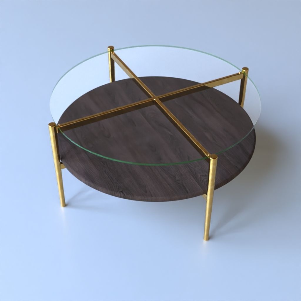 Coffee Table gold marble wood - Mid-Century Coffee Tables 3D Model Collection_12