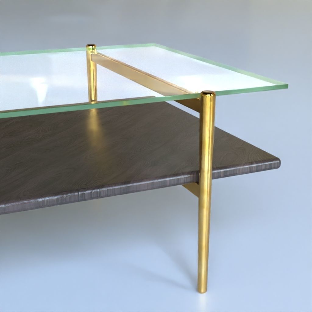 Coffee Table gold marble wood - Mid-Century Coffee Tables 3D Model Collection_26