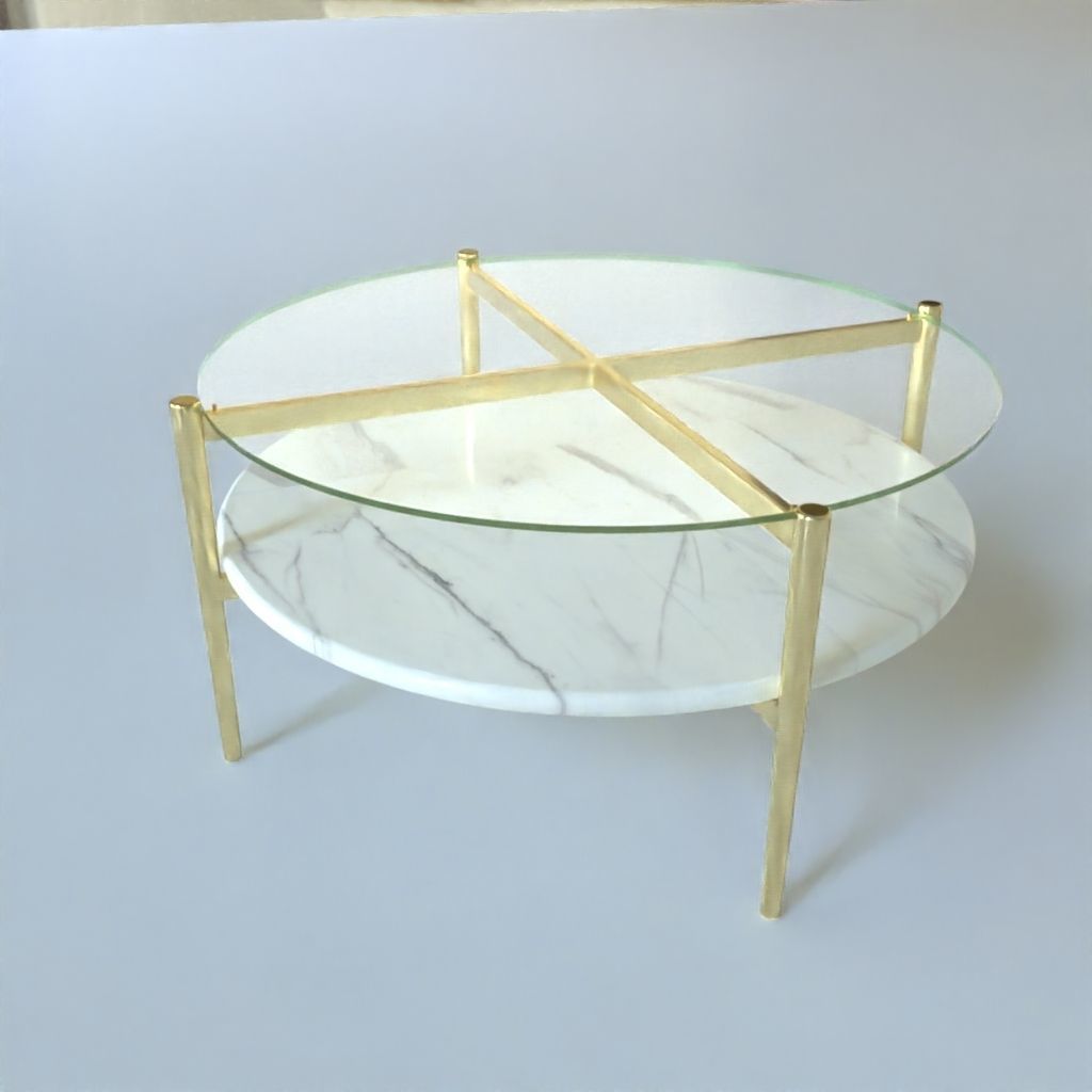 Coffee Table gold marble wood - Mid-Century Coffee Tables 3D Model Collection_32