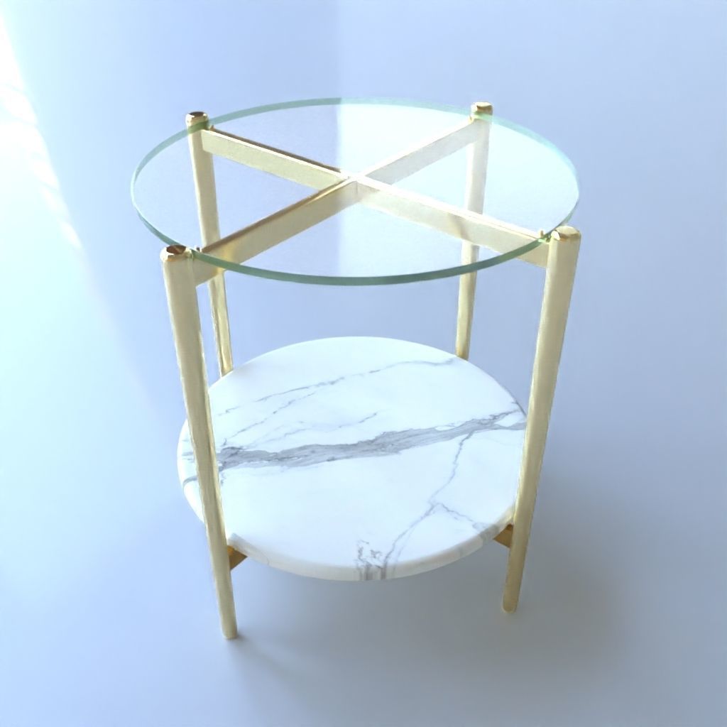 Coffee Table gold marble wood - Mid-Century Coffee Tables 3D Model Collection_16