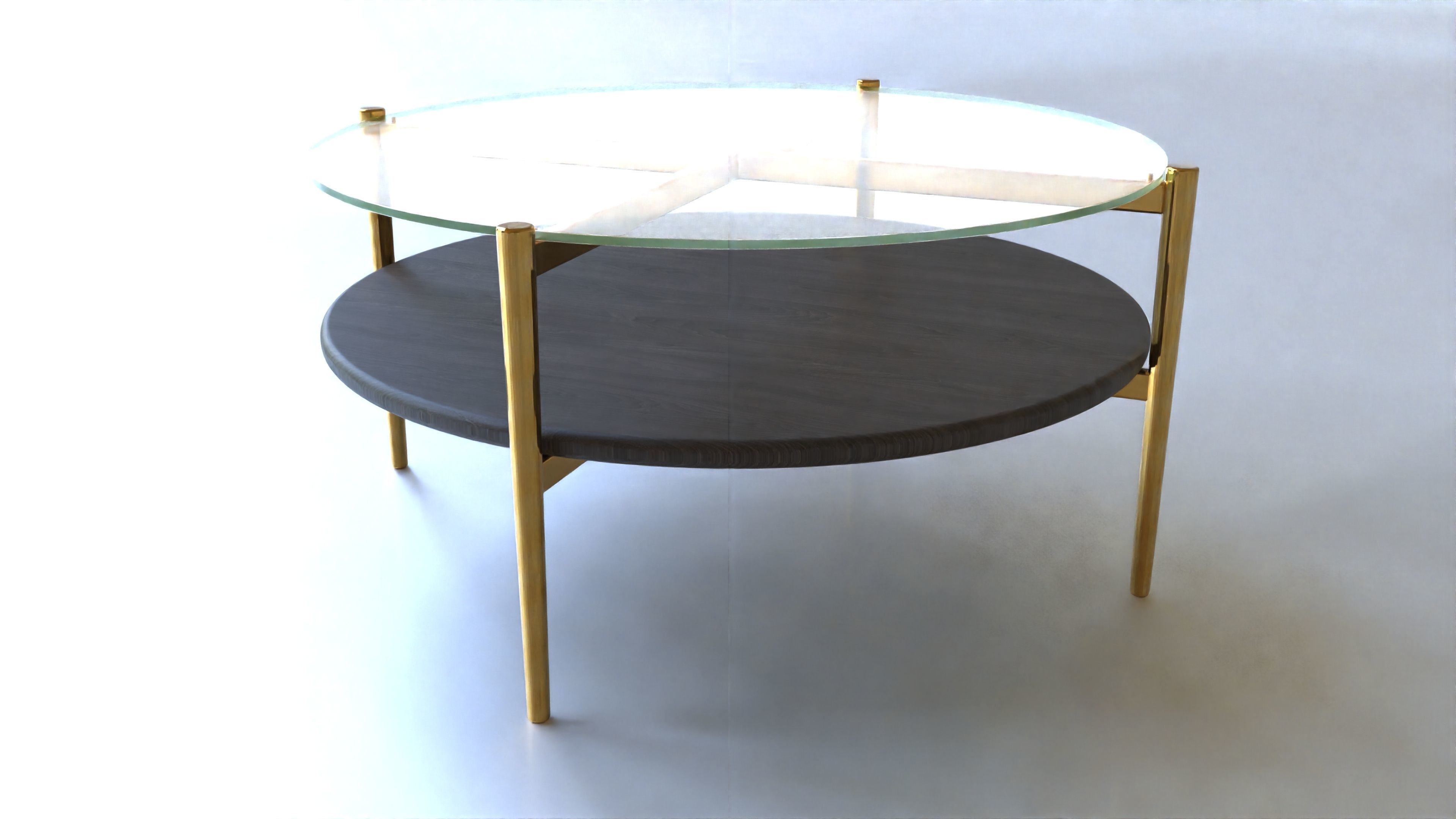 Coffee Table gold marble wood - Mid-Century Coffee Tables 3D Model Collection_30
