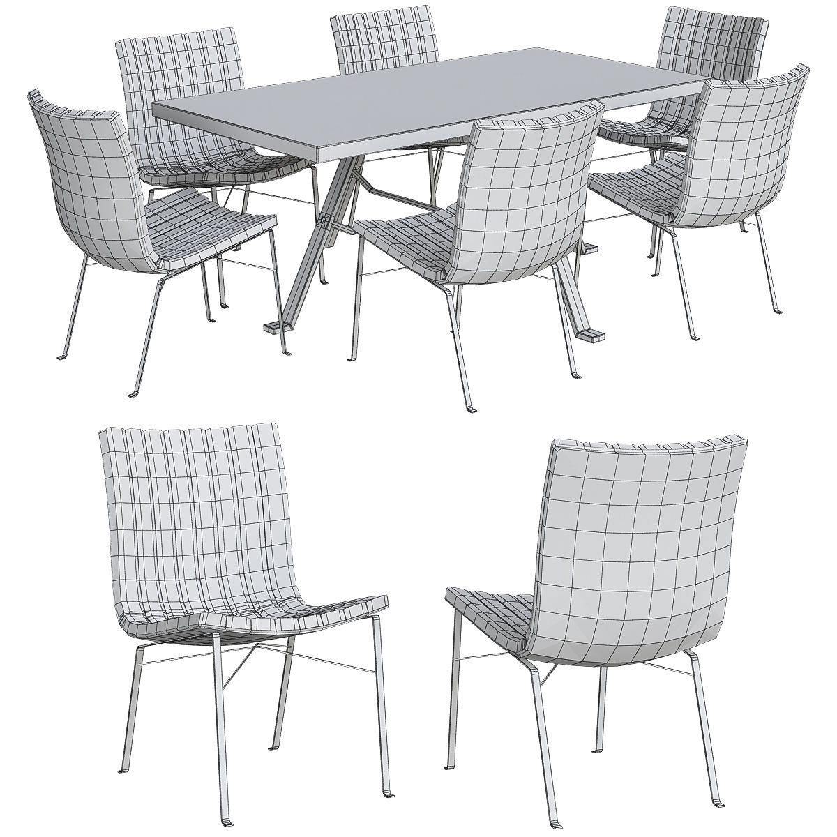 CANTORI furniture chair and table 3d model Low-poly 3D model_1