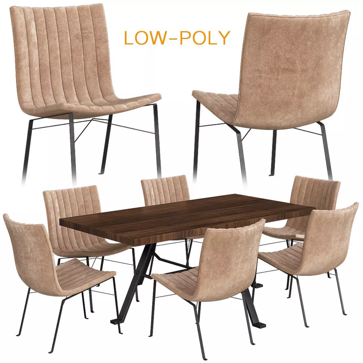 CANTORI furniture chair and table 3d model Low-poly 3D model_0