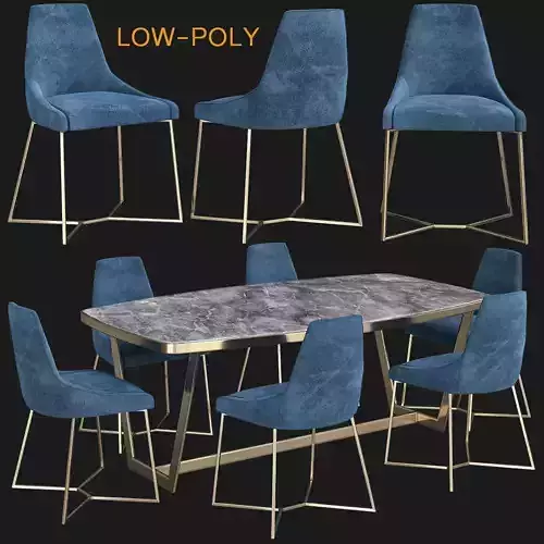 Gloria Luxury chair and table 3d model Low-poly 3D model
