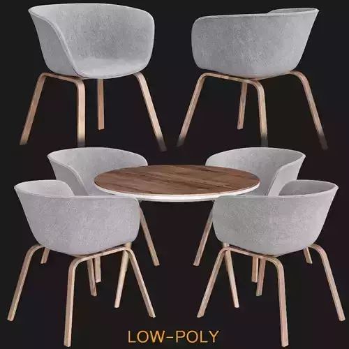 Sultan Walnut Modern Round Dining Table 3d model