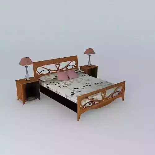 Queen size bed with nigth table.