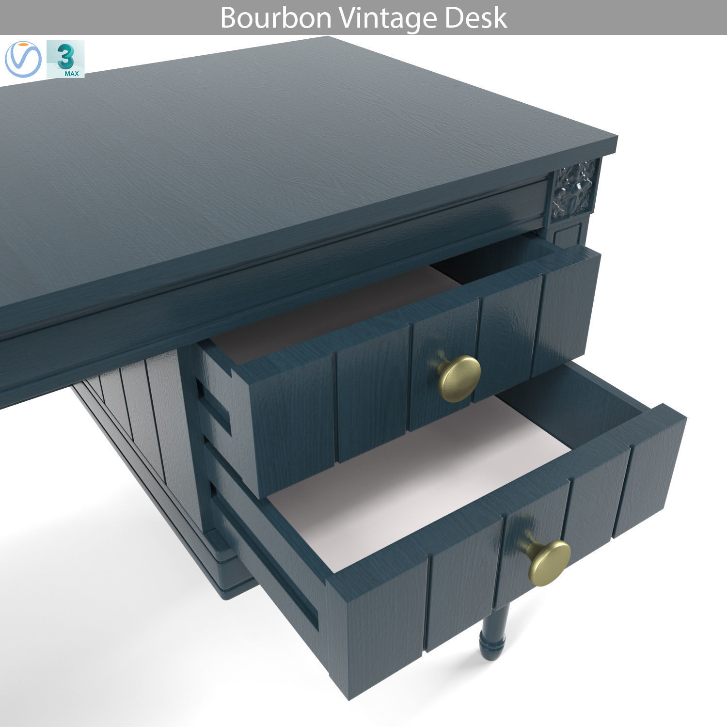 MADE Bourbon Vintage Desk 3D model_7