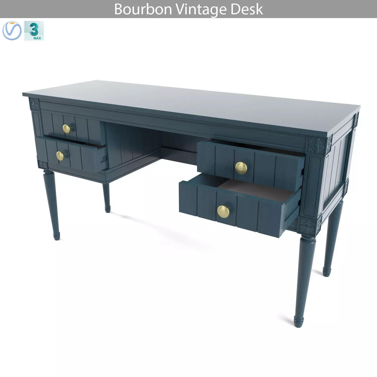 MADE Bourbon Vintage Desk 3D model_0