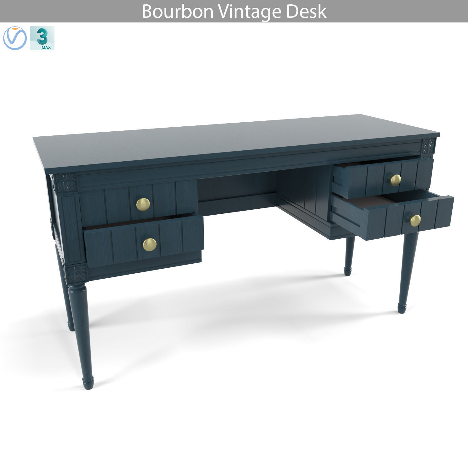 MADE Bourbon Vintage Desk 3D model_4
