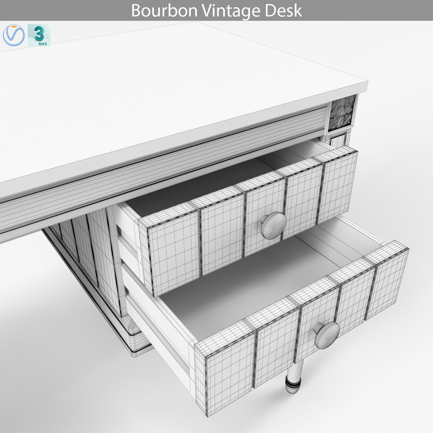 MADE Bourbon Vintage Desk 3D model_8