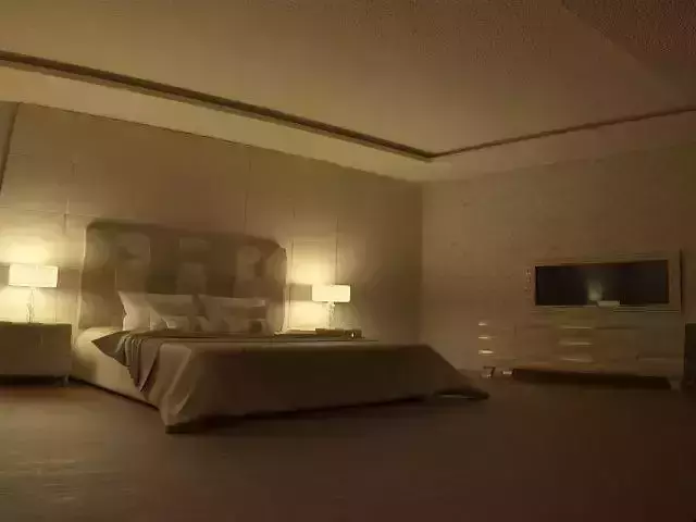 bedroom with bed and tv