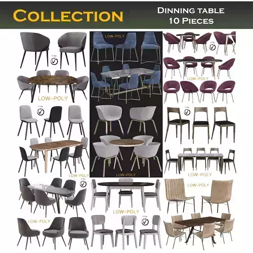 Dinning table 3d model collection 