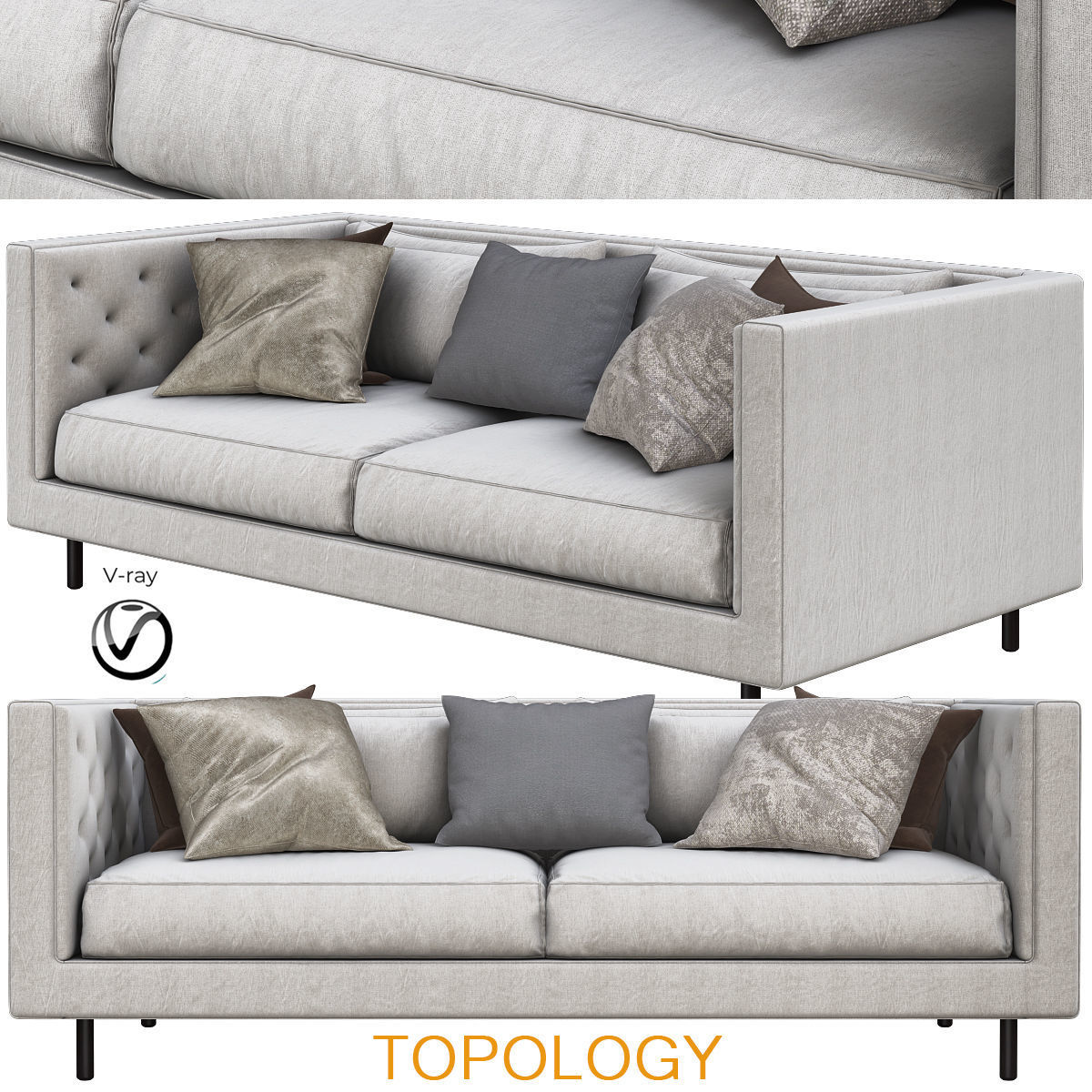 Sofas 3d model collection topology sofa Low-poly 3D model_14
