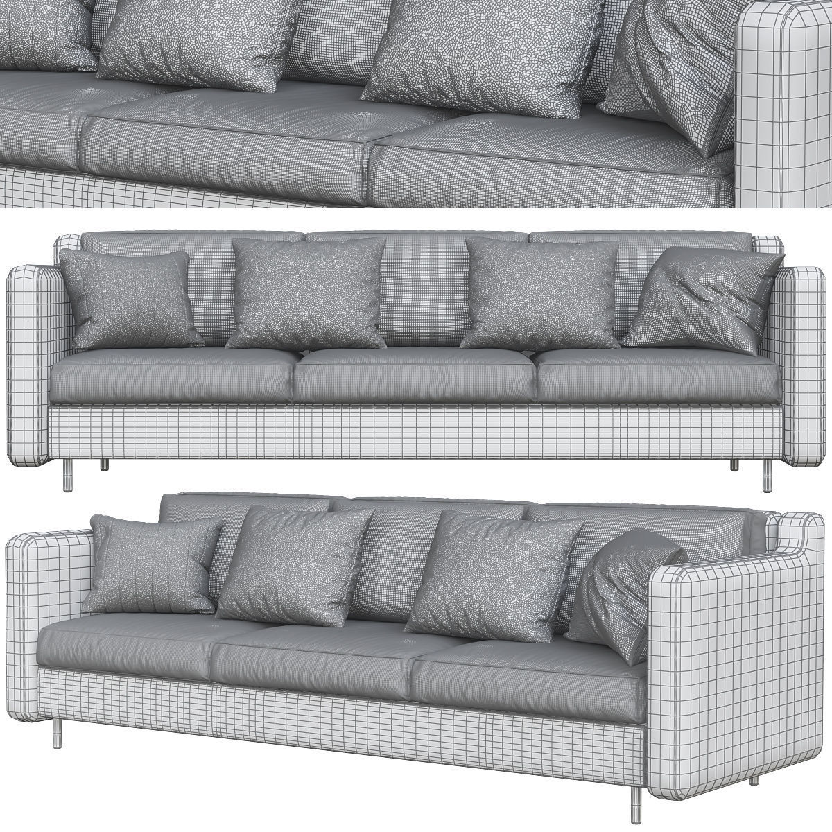 Sofas 3d model collection topology sofa Low-poly 3D model_9