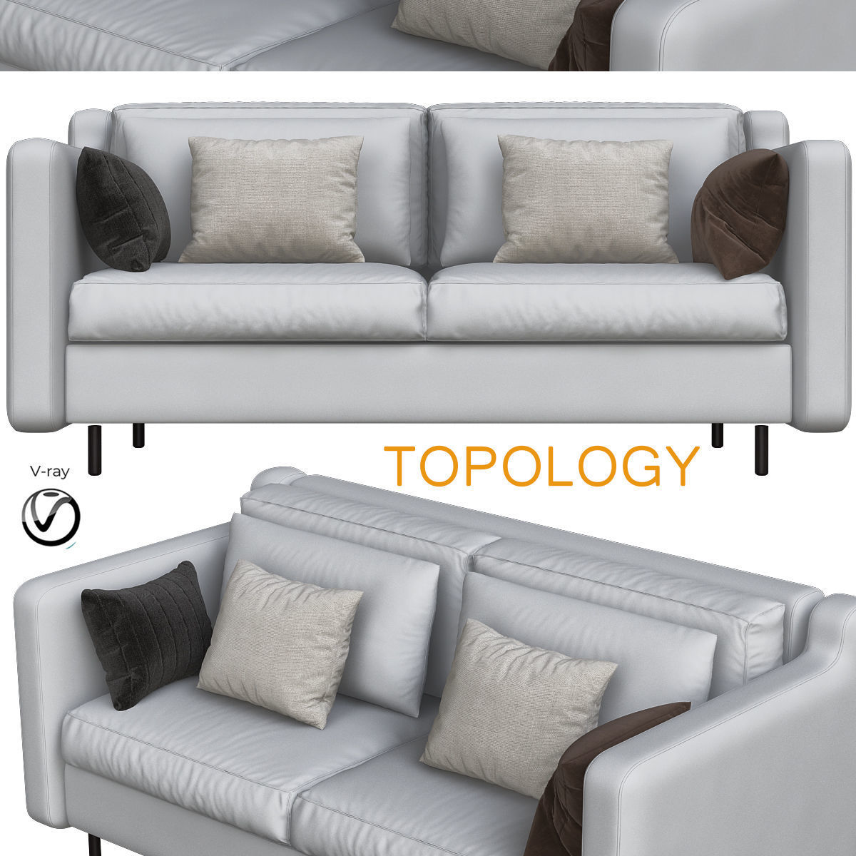 Sofas 3d model collection topology sofa Low-poly 3D model_20