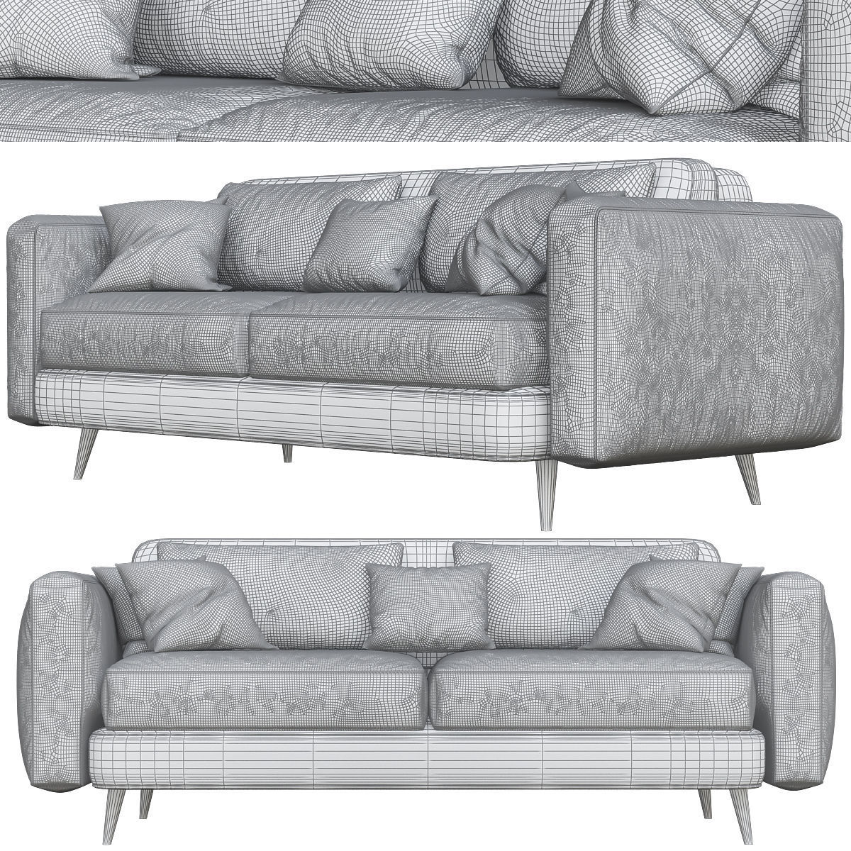 Sofas 3d model collection topology sofa Low-poly 3D model_5