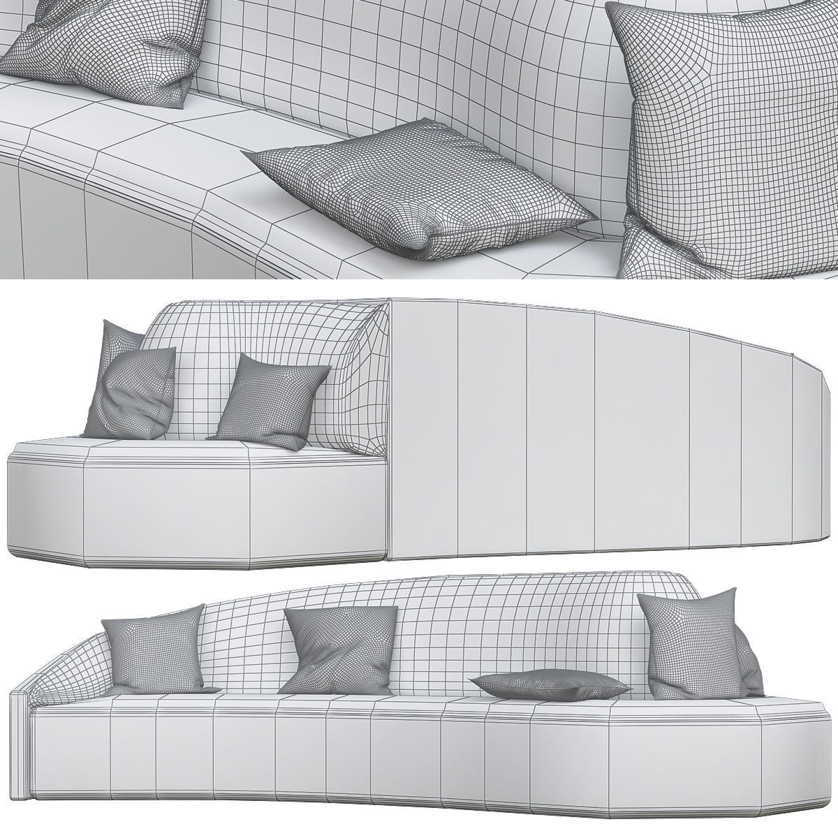 Sofas 3d model collection topology sofa Low-poly 3D model_7