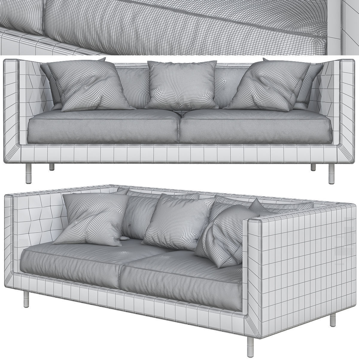 Sofas 3d model collection topology sofa Low-poly 3D model_11