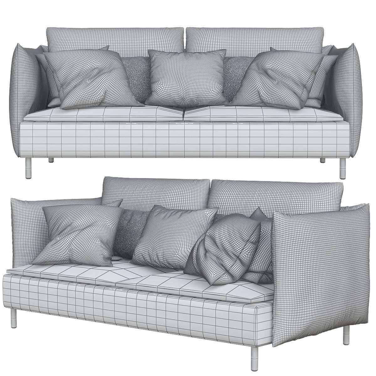 Sofas 3d model collection topology sofa Low-poly 3D model_15