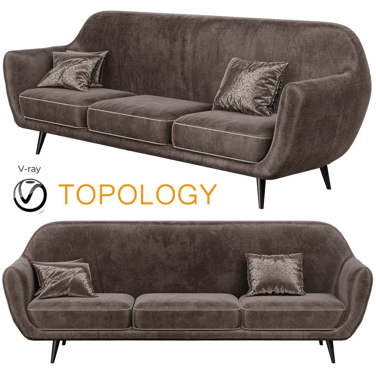 Sofas 3d model collection topology sofa Low-poly 3D model_18