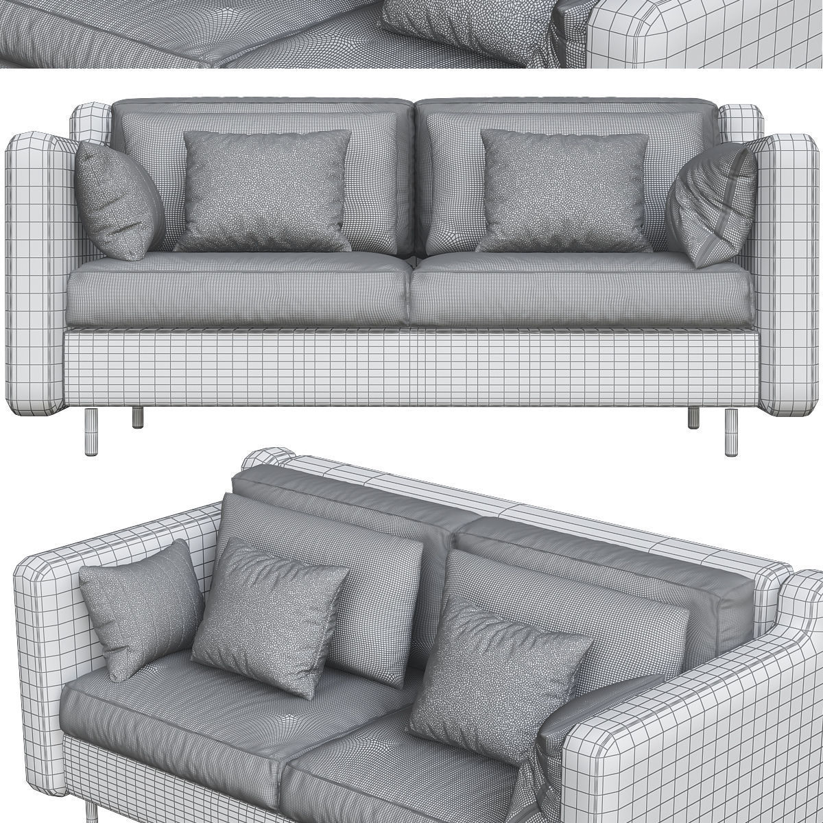 Sofas 3d model collection topology sofa Low-poly 3D model_19