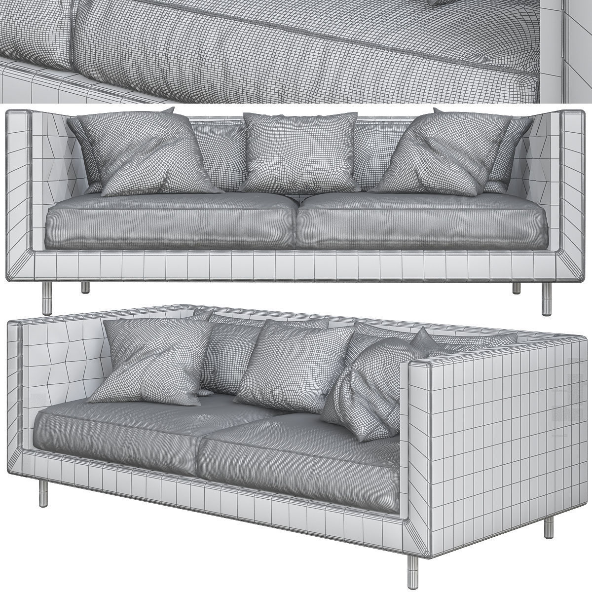 Sofas 3d model collection topology sofa Low-poly 3D model_13