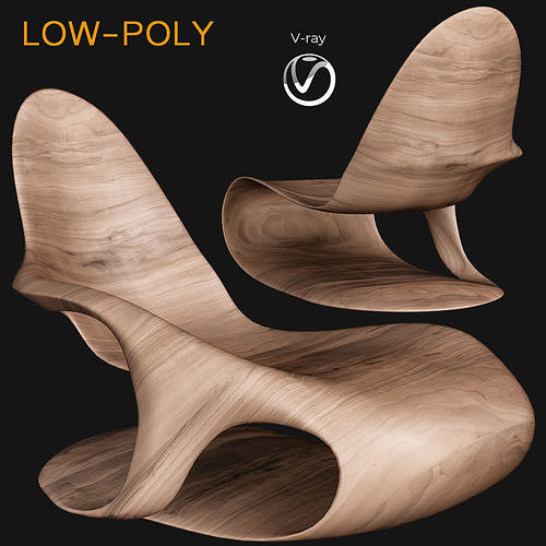 Chairs 3d model collection rattan chair Low-poly 3D model 7