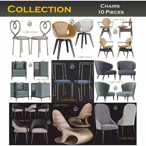 Chairs 3d model collection rattan chair