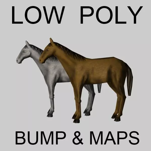 Low poly horse 3D model_0