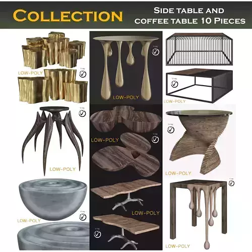 Side table and  coffee table 3d model collection 