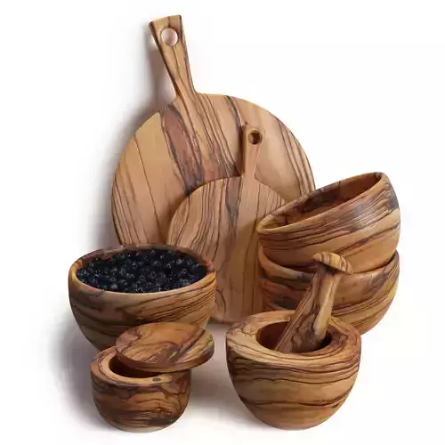 Olive wood kitchen set 