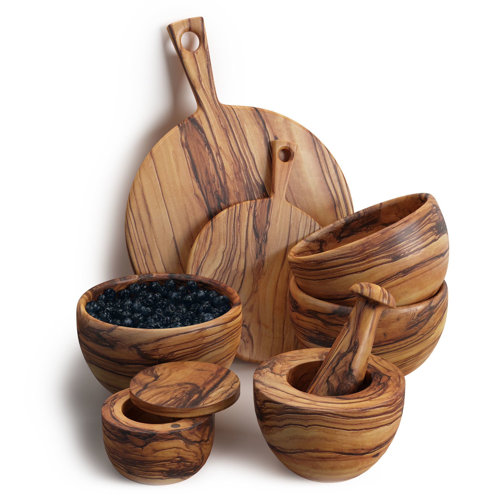 Olive wood kitchen set
