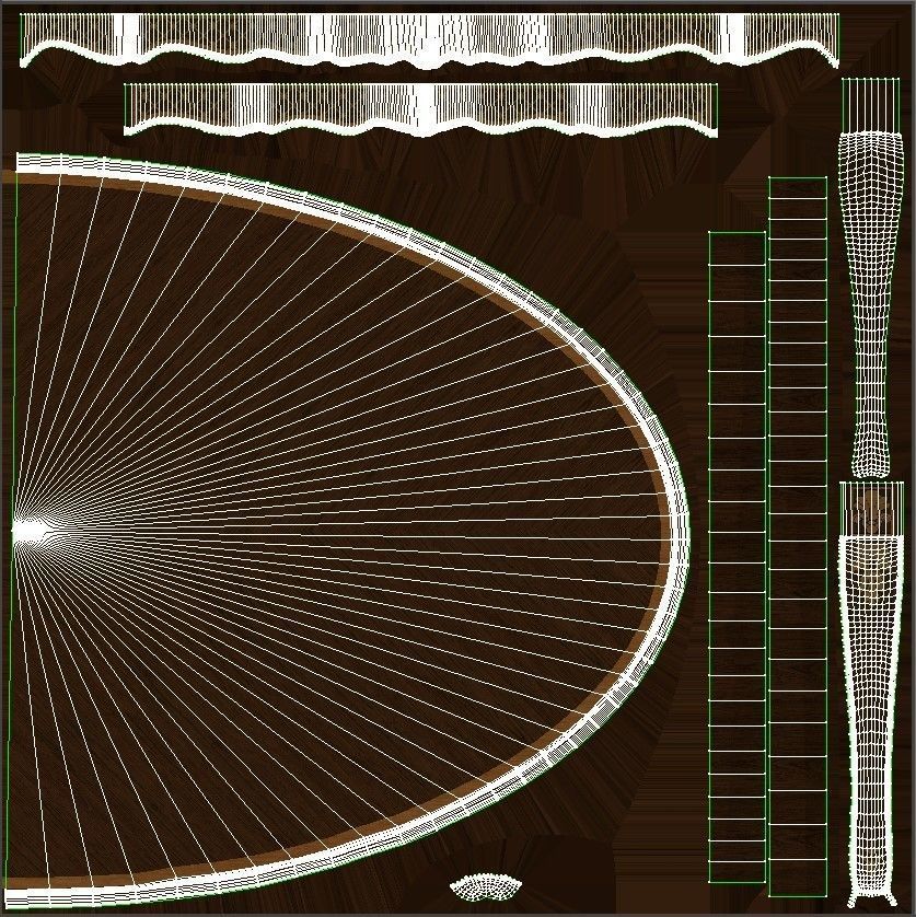 Classic table with inlaid veneer 2400 3D model_19