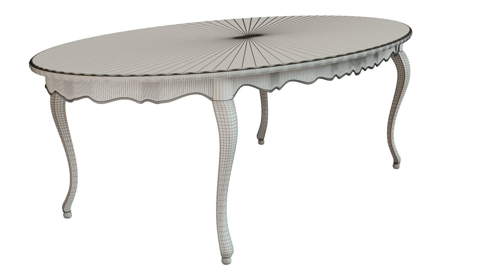 Classic table with inlaid veneer 2400 3D model_10