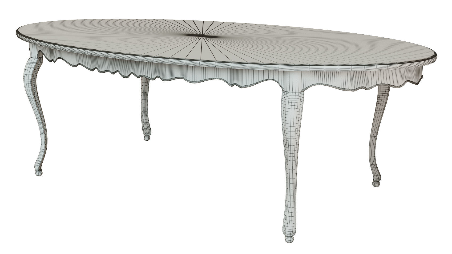 Classic table with inlaid veneer 2400 3D model_11