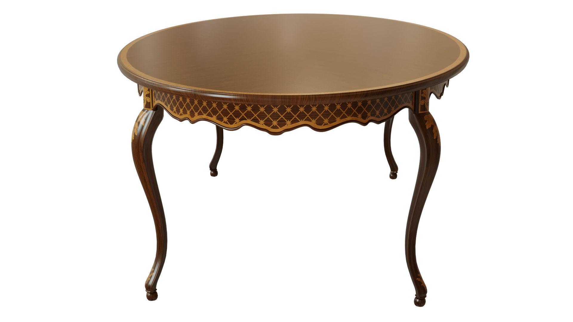 Classic table with inlaid veneer 2400 3D model_3