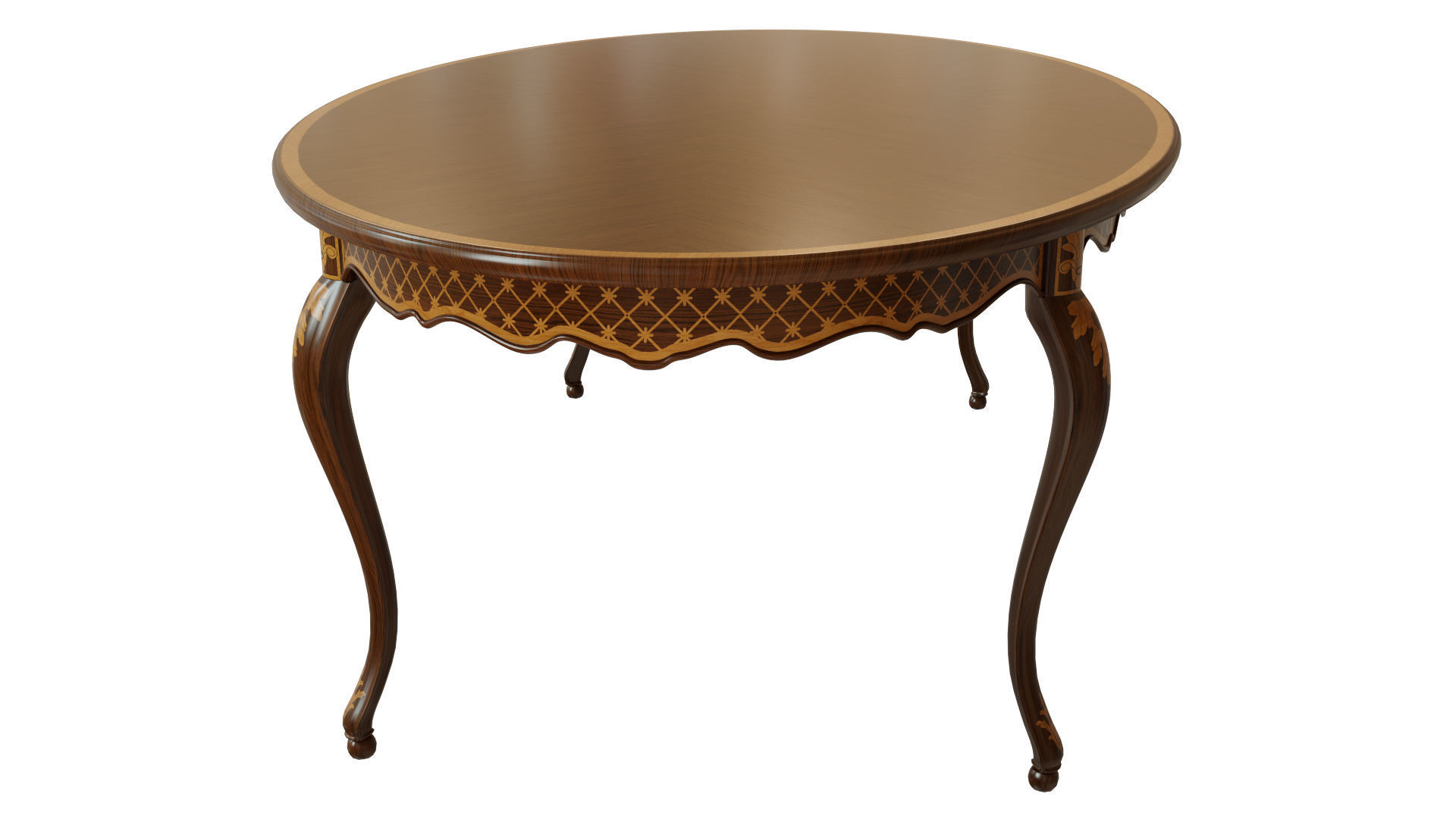 Classic table with inlaid veneer 2400 3D model_8