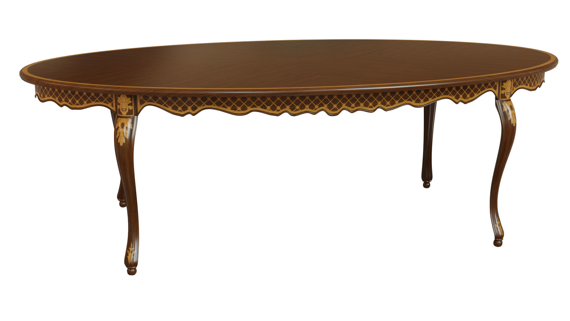 Classic table with inlaid veneer 2400 3D model_4