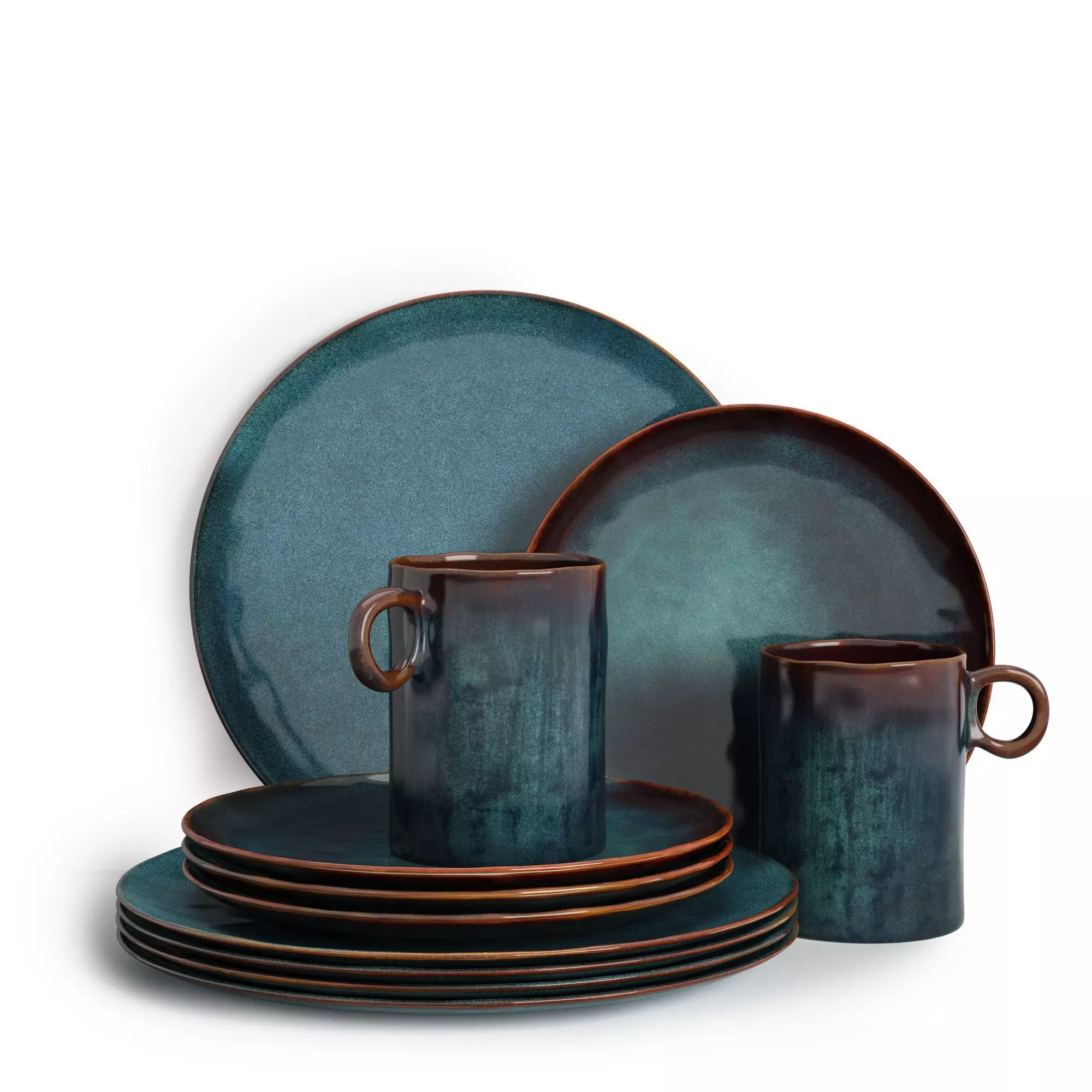 Indigo Organic Reactive Dinnerware 3D model_0