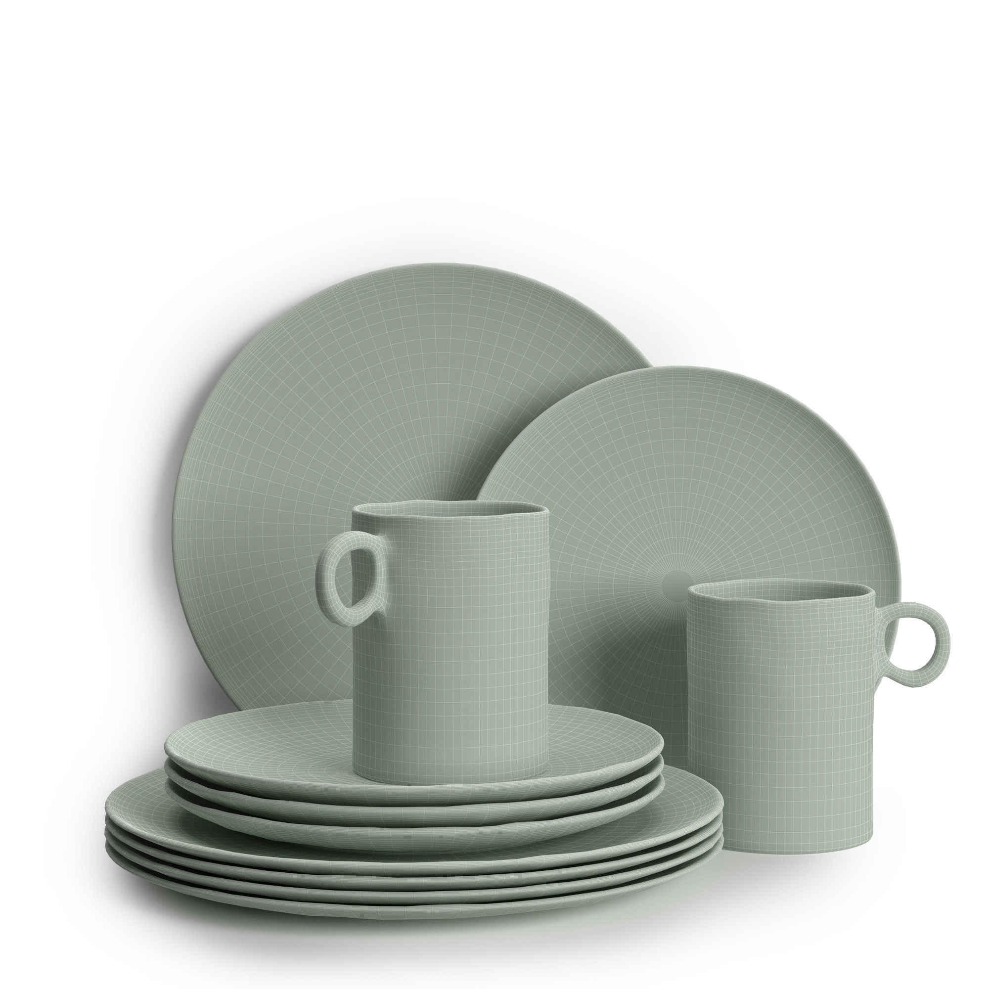 Indigo Organic Reactive Dinnerware 3D model_1