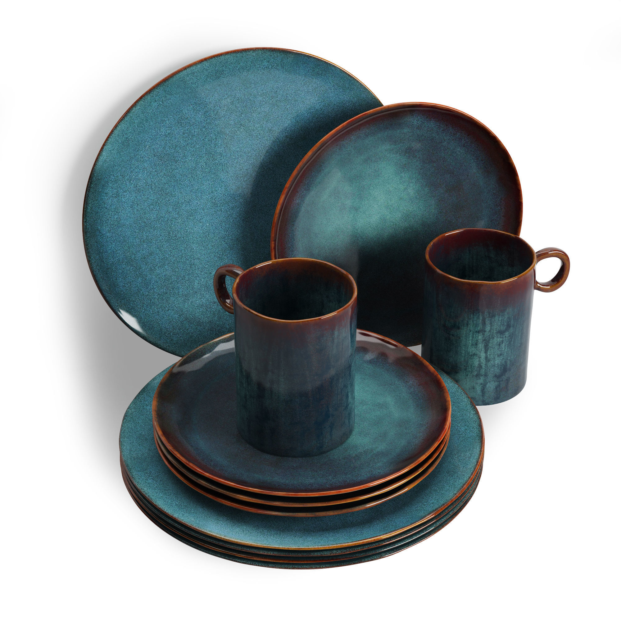 Indigo Organic Reactive Dinnerware 3D model_2
