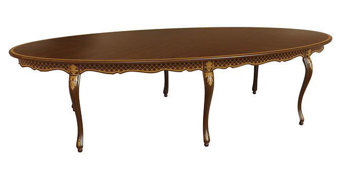 Classic table with inlaid veneer 3000 3D model