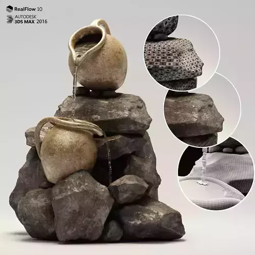 Fountain 3 water made of rocks and stones